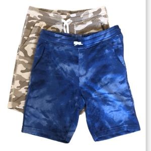 2 pack Fleece Camo Shorts (Tan & Blue, L 10-12)